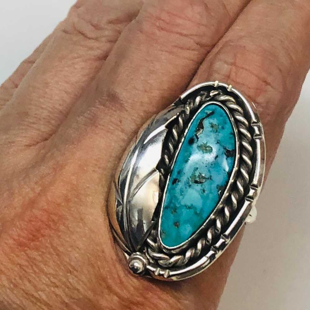 Vintage Sterling Silver Native American Turquoise… - image 2