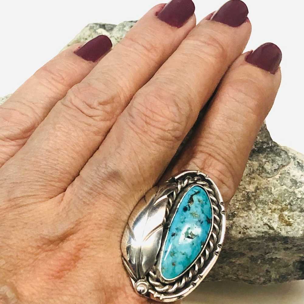 Vintage Sterling Silver Native American Turquoise… - image 4