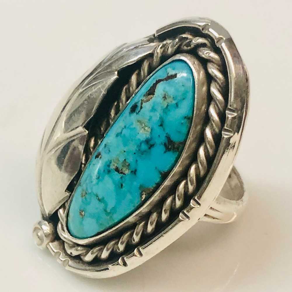 Vintage Sterling Silver Native American Turquoise… - image 5