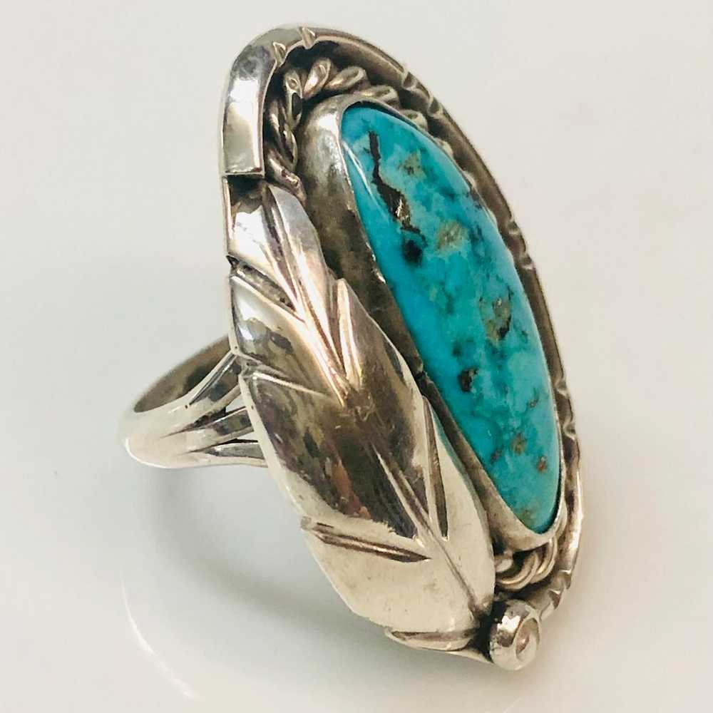 Vintage Sterling Silver Native American Turquoise… - image 6