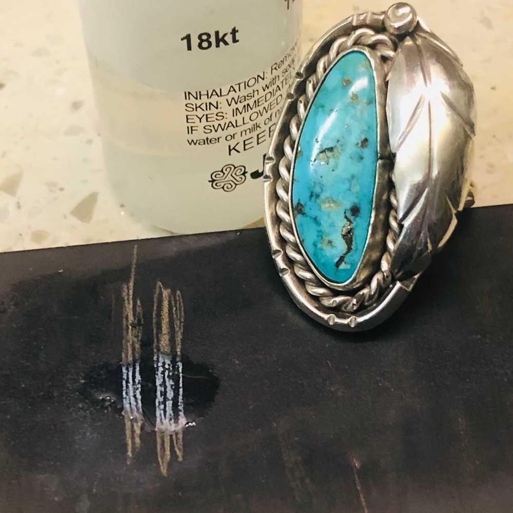 Vintage Sterling Silver Native American Turquoise… - image 8