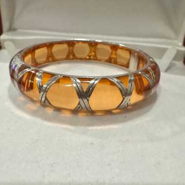 ANGELIQUE DE PARIS Orange Lucite Sterling Silver … - image 1