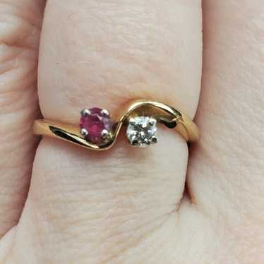 14k gold diamond and ruby ring. - image 1