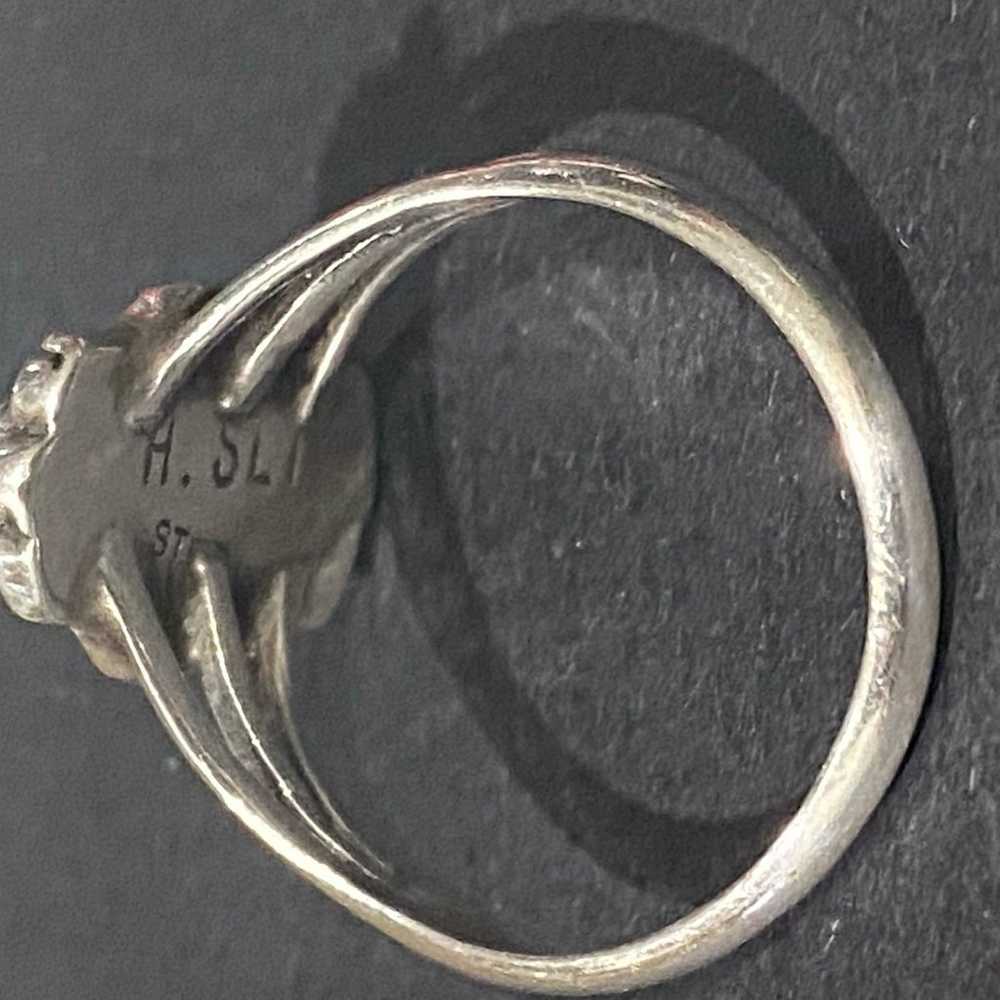 Vintage Navajo Sterling Silver opal ring Signed ! - image 7