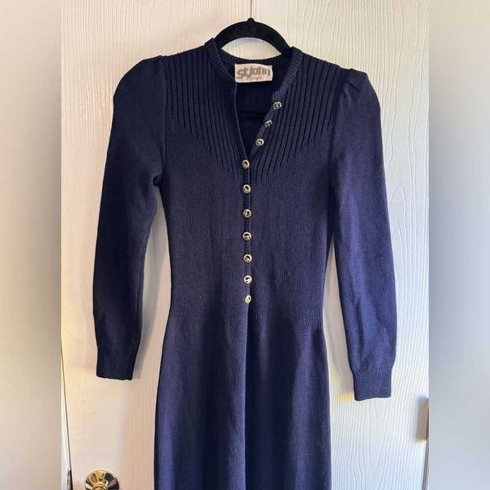 Vintage St John for I Magnin Navy Sweater dress s… - image 11