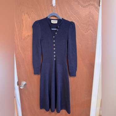 Vintage St John for I Magnin Navy Sweater dress s… - image 1