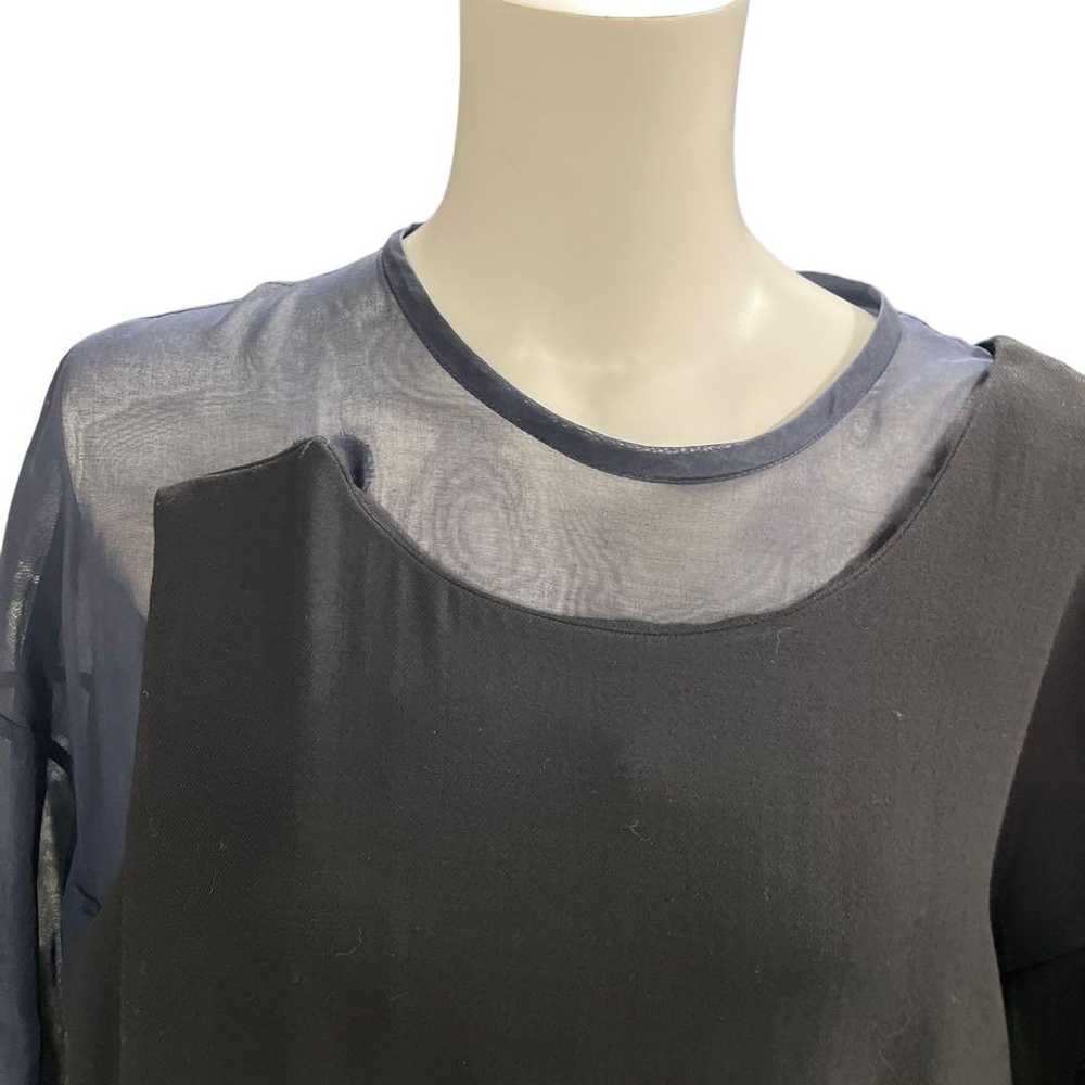 ENFOLD Black Sheer Round Neck Dress Size 38 - image 2