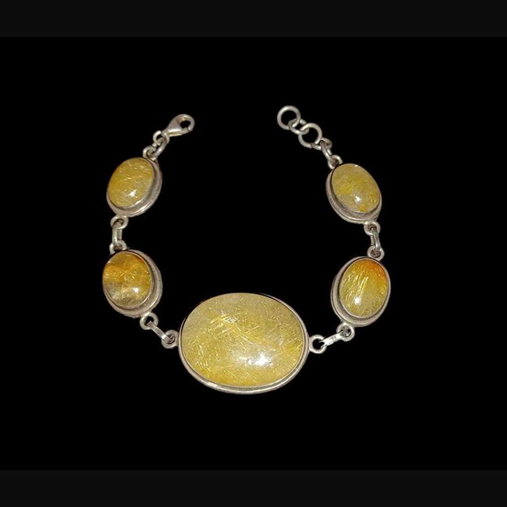 Vintage Golden Rutilated Quartz 925 Sterling Silv… - image 11