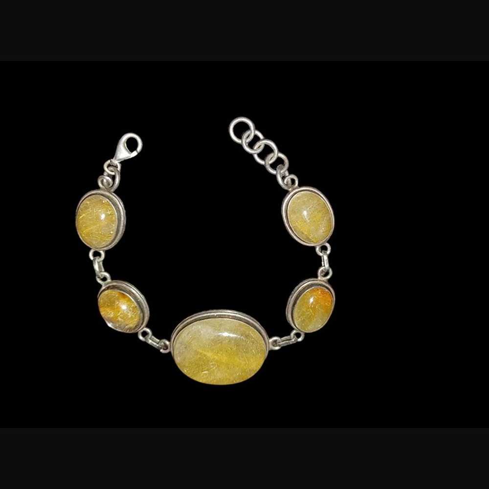 Vintage Golden Rutilated Quartz 925 Sterling Silv… - image 12