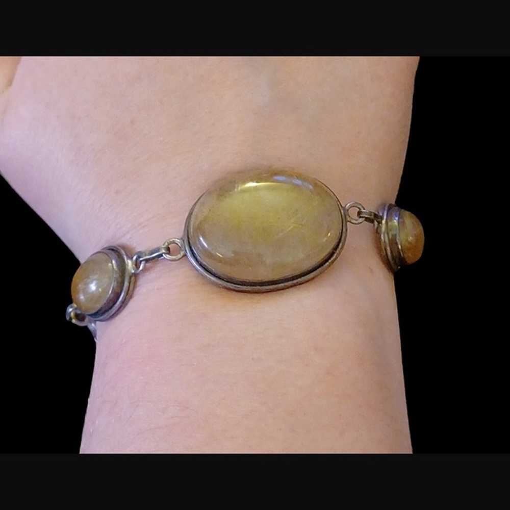 Vintage Golden Rutilated Quartz 925 Sterling Silv… - image 3