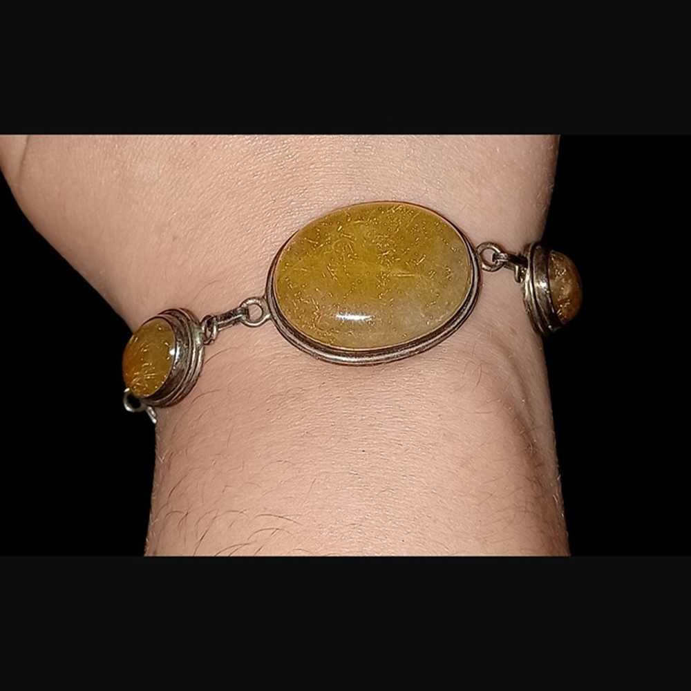 Vintage Golden Rutilated Quartz 925 Sterling Silv… - image 4