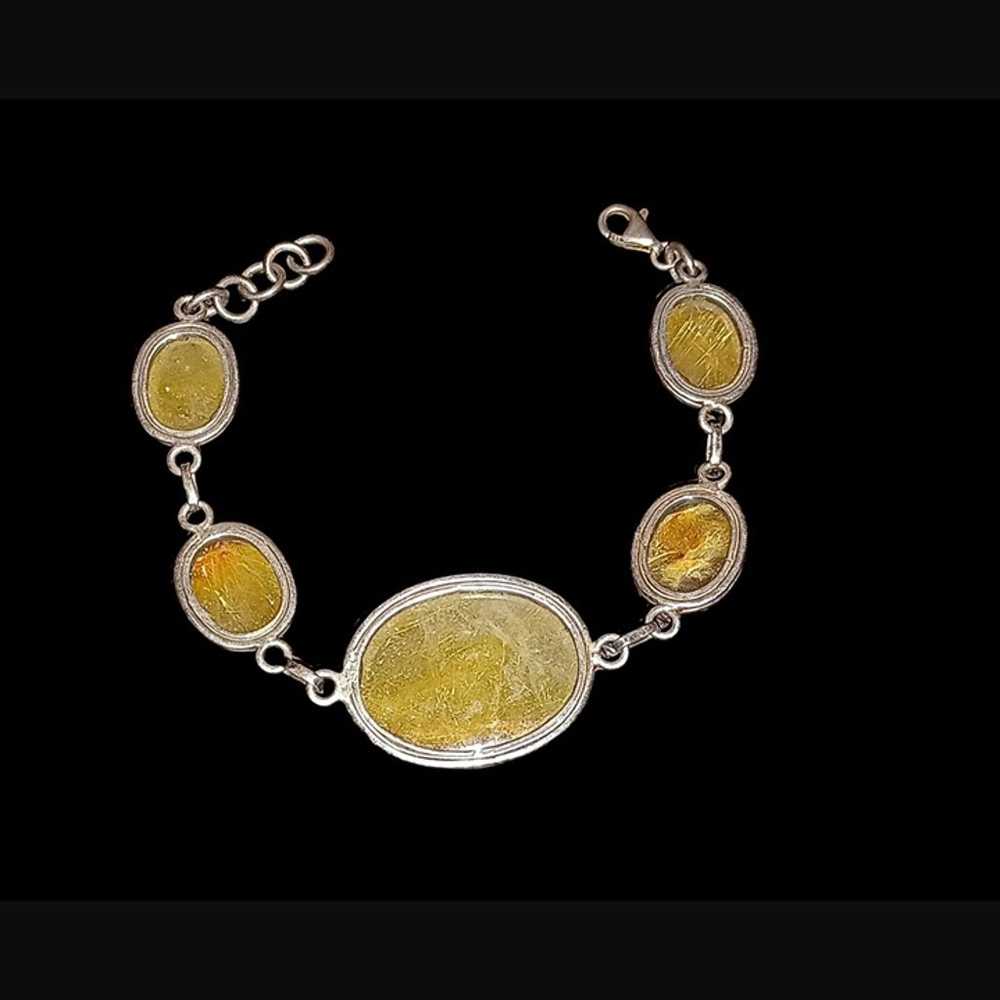 Vintage Golden Rutilated Quartz 925 Sterling Silv… - image 7