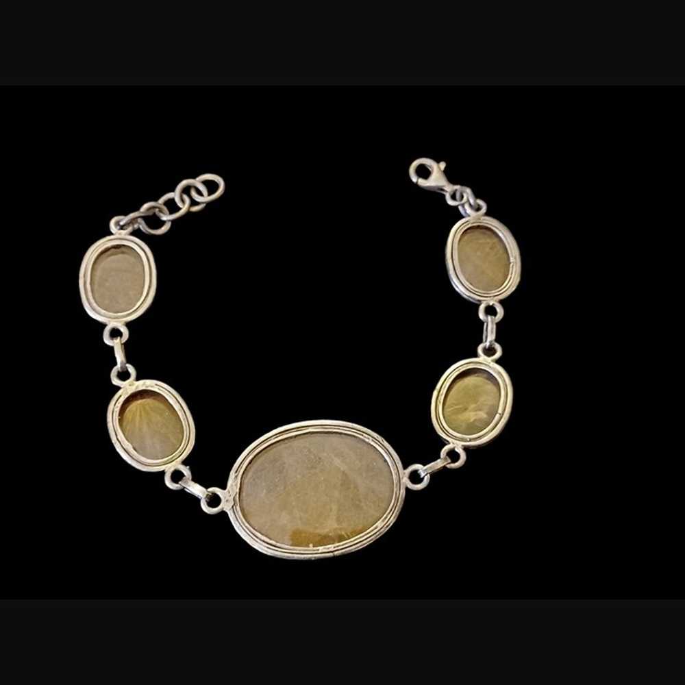 Vintage Golden Rutilated Quartz 925 Sterling Silv… - image 8