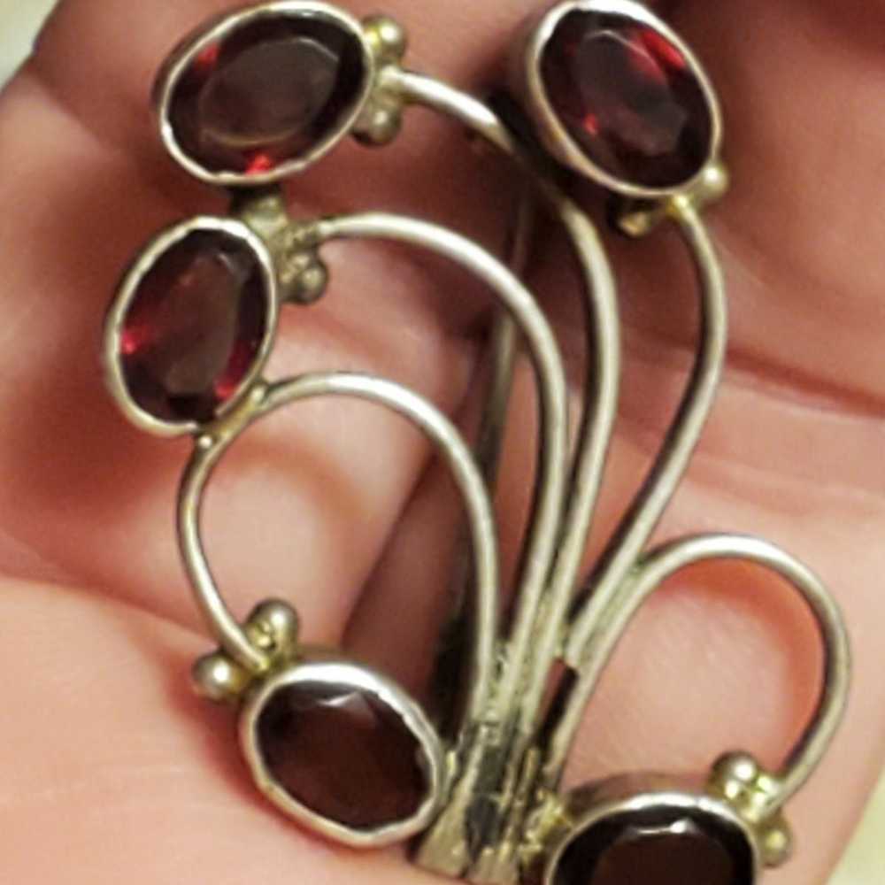 Sterling silver and garnet brooch - image 11