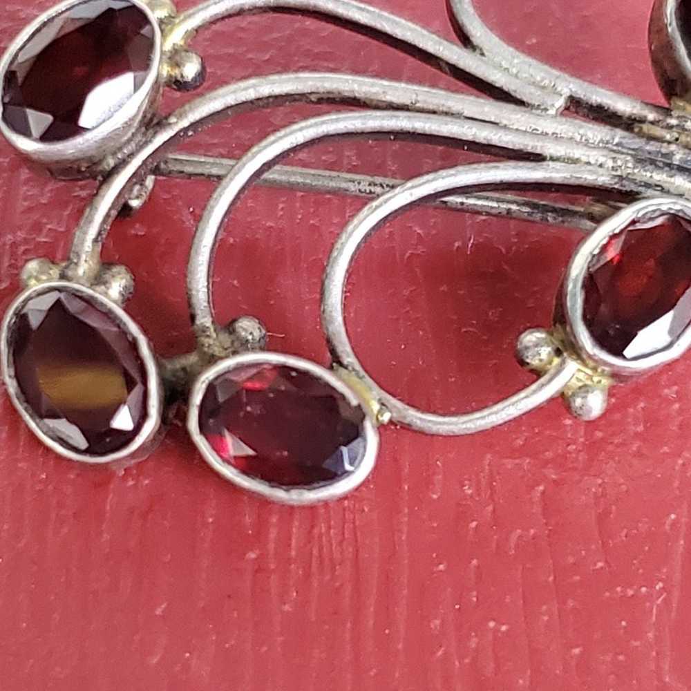 Sterling silver and garnet brooch - image 2