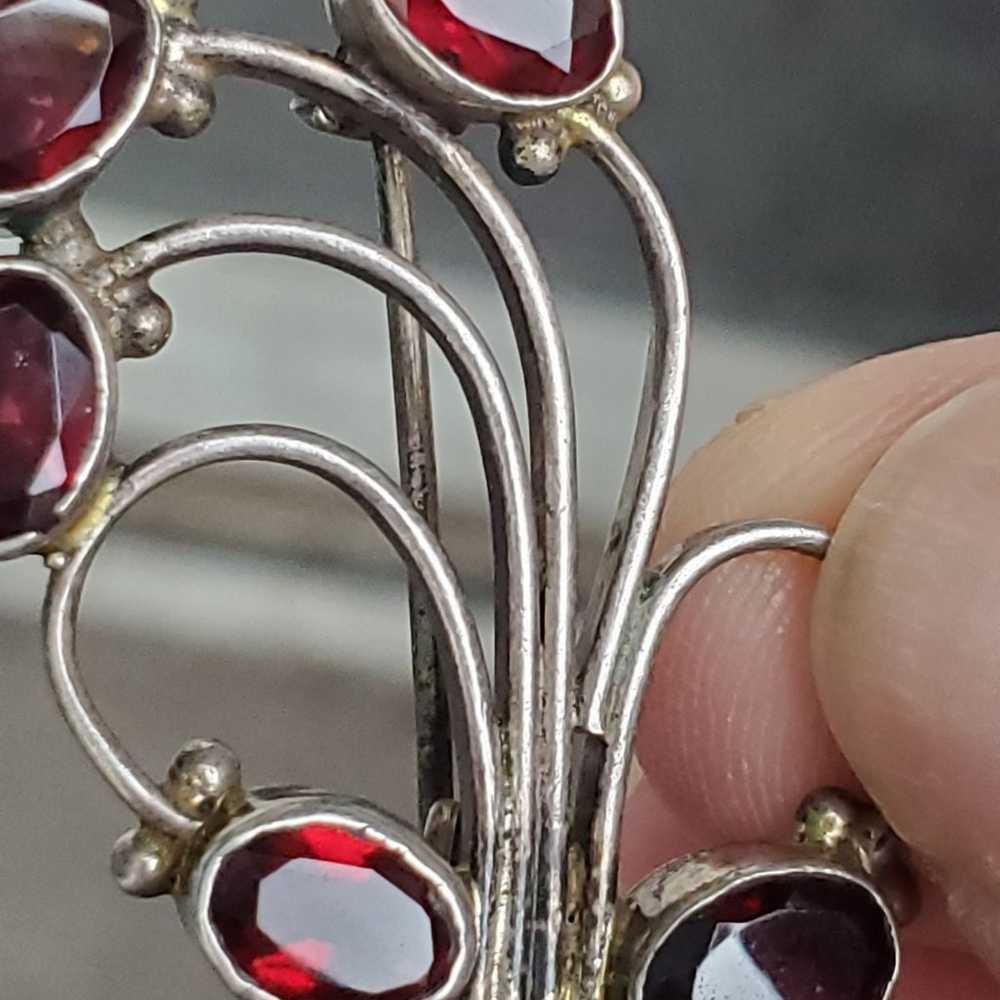 Sterling silver and garnet brooch - image 6