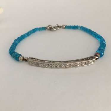 Genuine diamond silver apatite bracelet