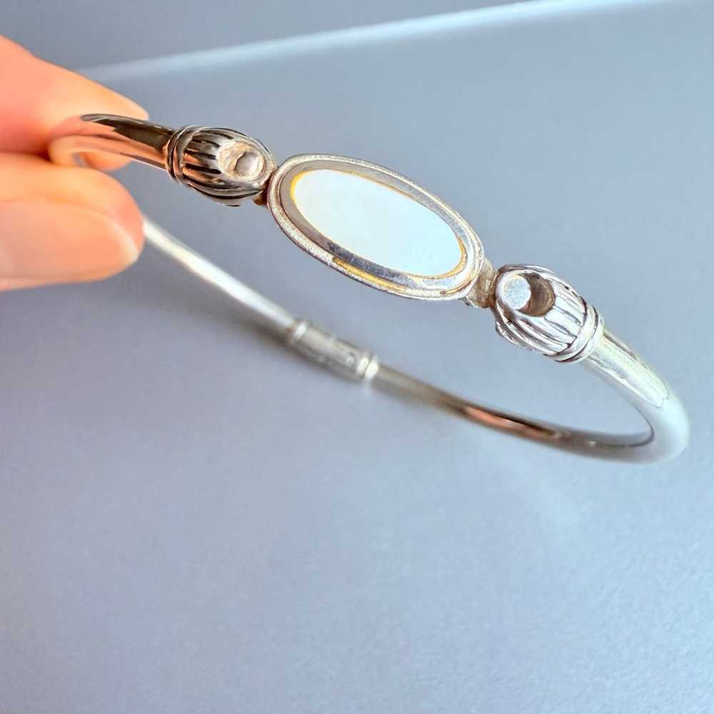 Jezlaine JEZ Mother Of Pearl MOP Bangle Hinged St… - image 1