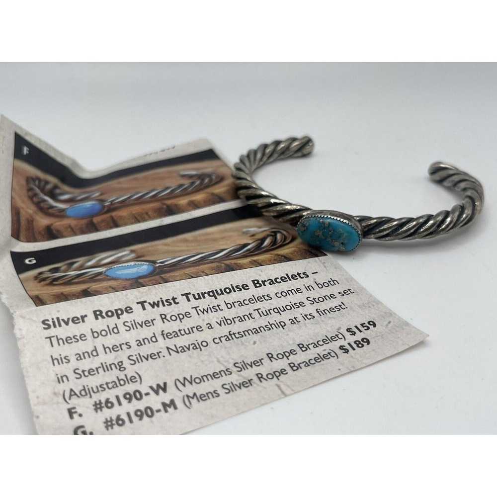 Vintage Sterling Silver Twist Turquoise Stone Nav… - image 2