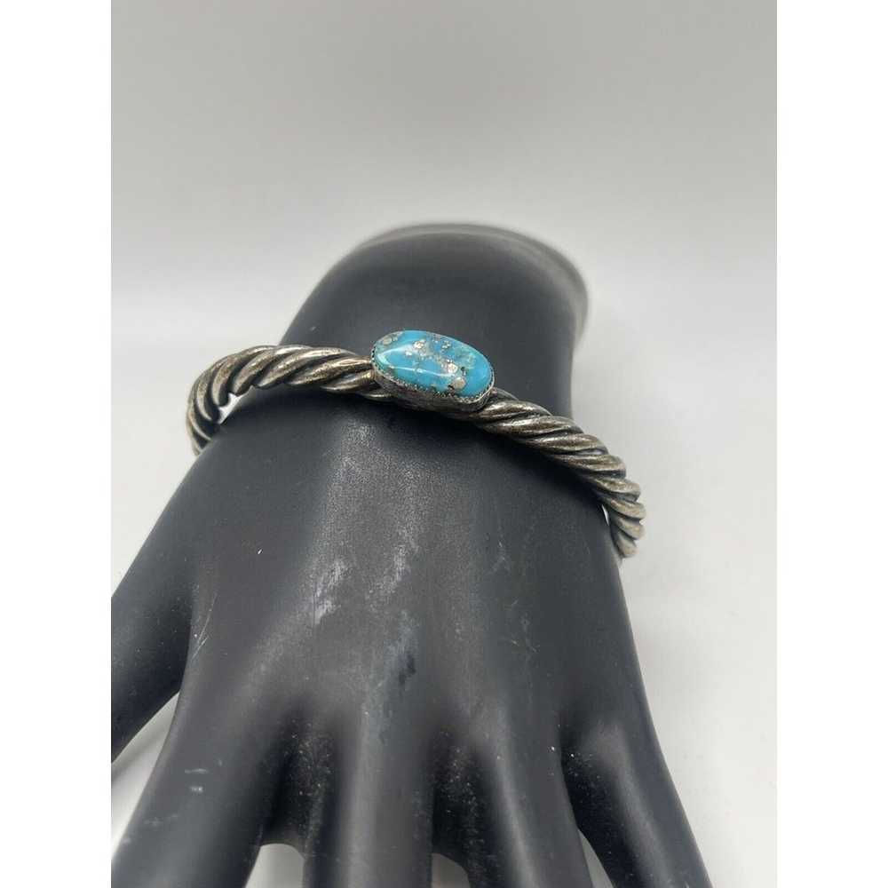 Vintage Sterling Silver Twist Turquoise Stone Nav… - image 7