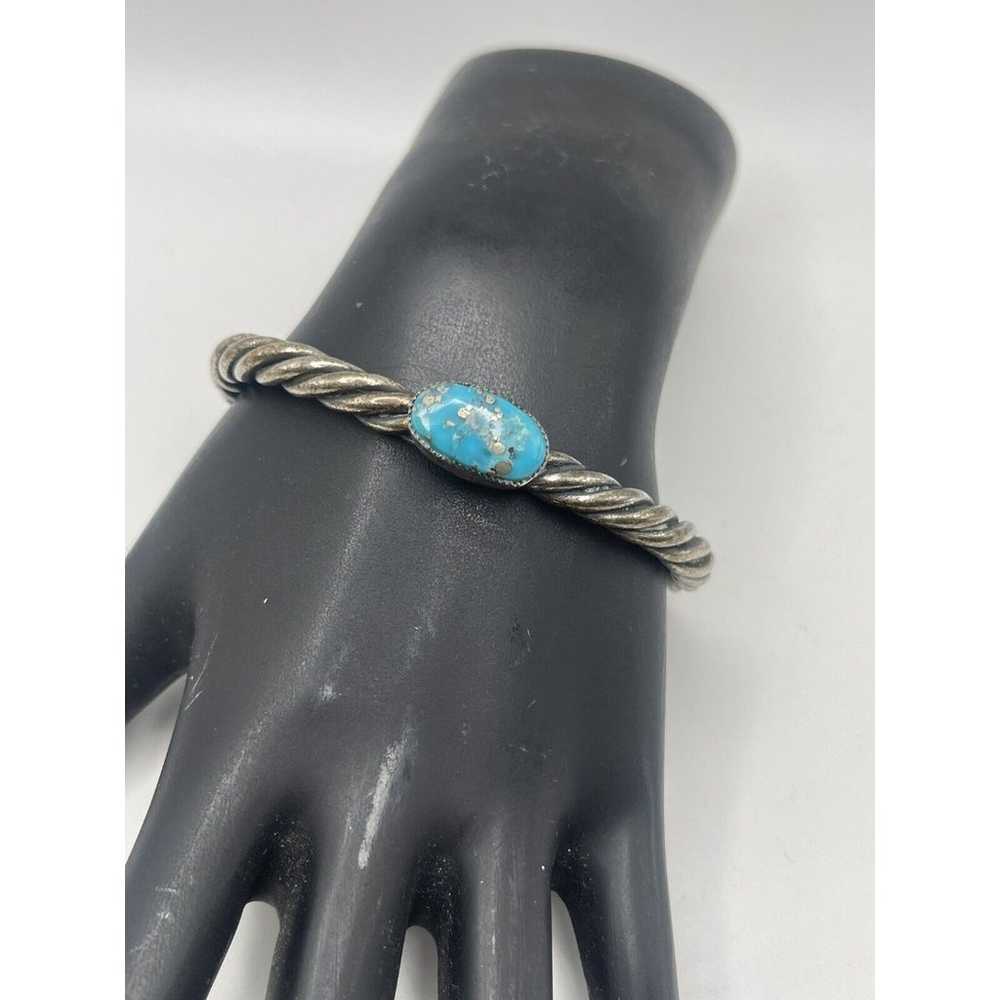 Vintage Sterling Silver Twist Turquoise Stone Nav… - image 8