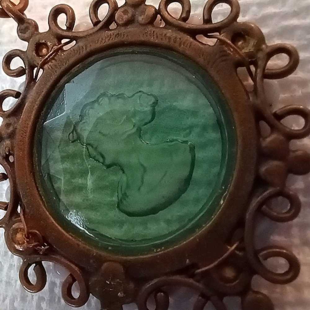 Extasia Seafoam Green Intaglio Cameo Necklace wit… - image 10