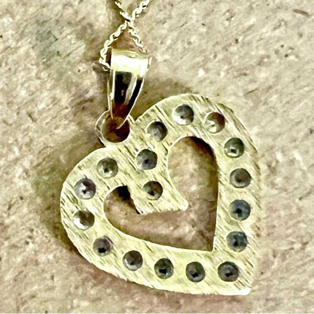 14K Yellow Gold CZ Heart Pendant - image 7