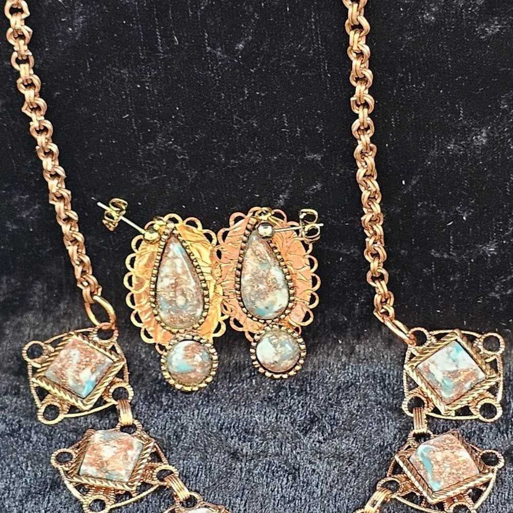 Vintage Copper Jewelry Set. Matching necklace and… - image 1