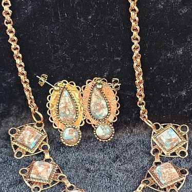 Vintage Copper Jewelry Set. Matching necklace and… - image 1