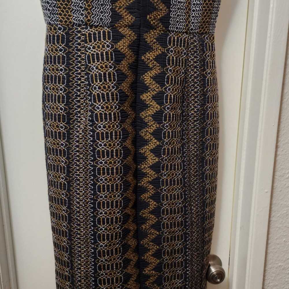 Tory Burch Smocked V-Neck Dress Size 10 - image 7