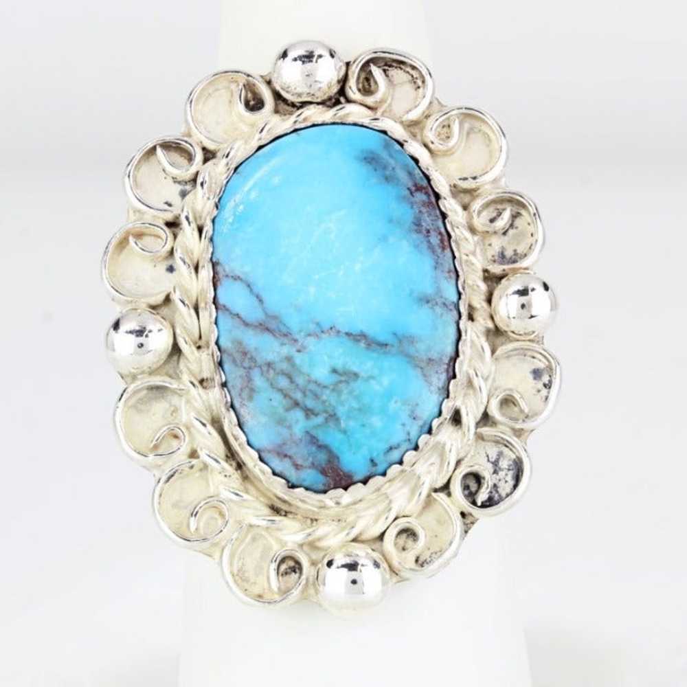 Vintage Sterling Silver Southwestern Turquoise Ri… - image 1