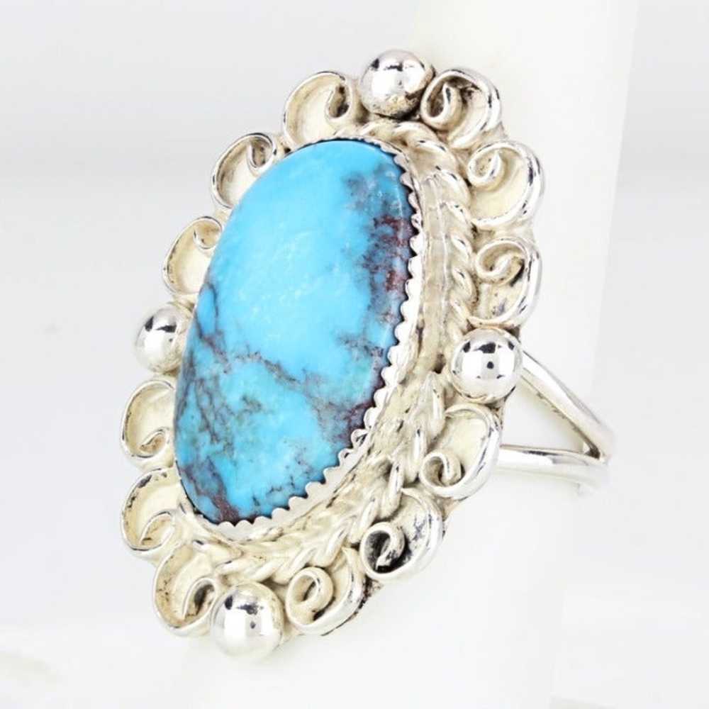 Vintage Sterling Silver Southwestern Turquoise Ri… - image 2