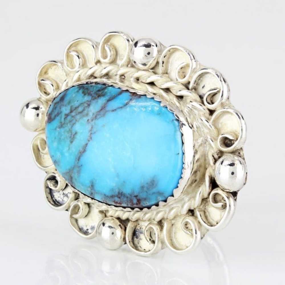 Vintage Sterling Silver Southwestern Turquoise Ri… - image 4