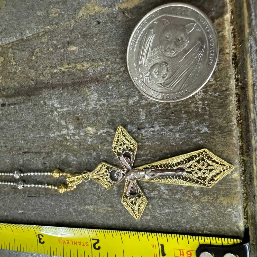 Classic Vintage 925 Filigree 2 Tone 3D Crucifix o… - image 10