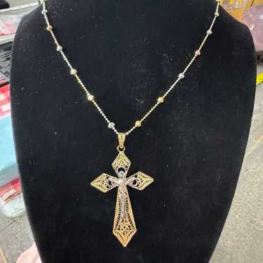 Classic Vintage 925 Filigree 2 Tone 3D Crucifix o… - image 1