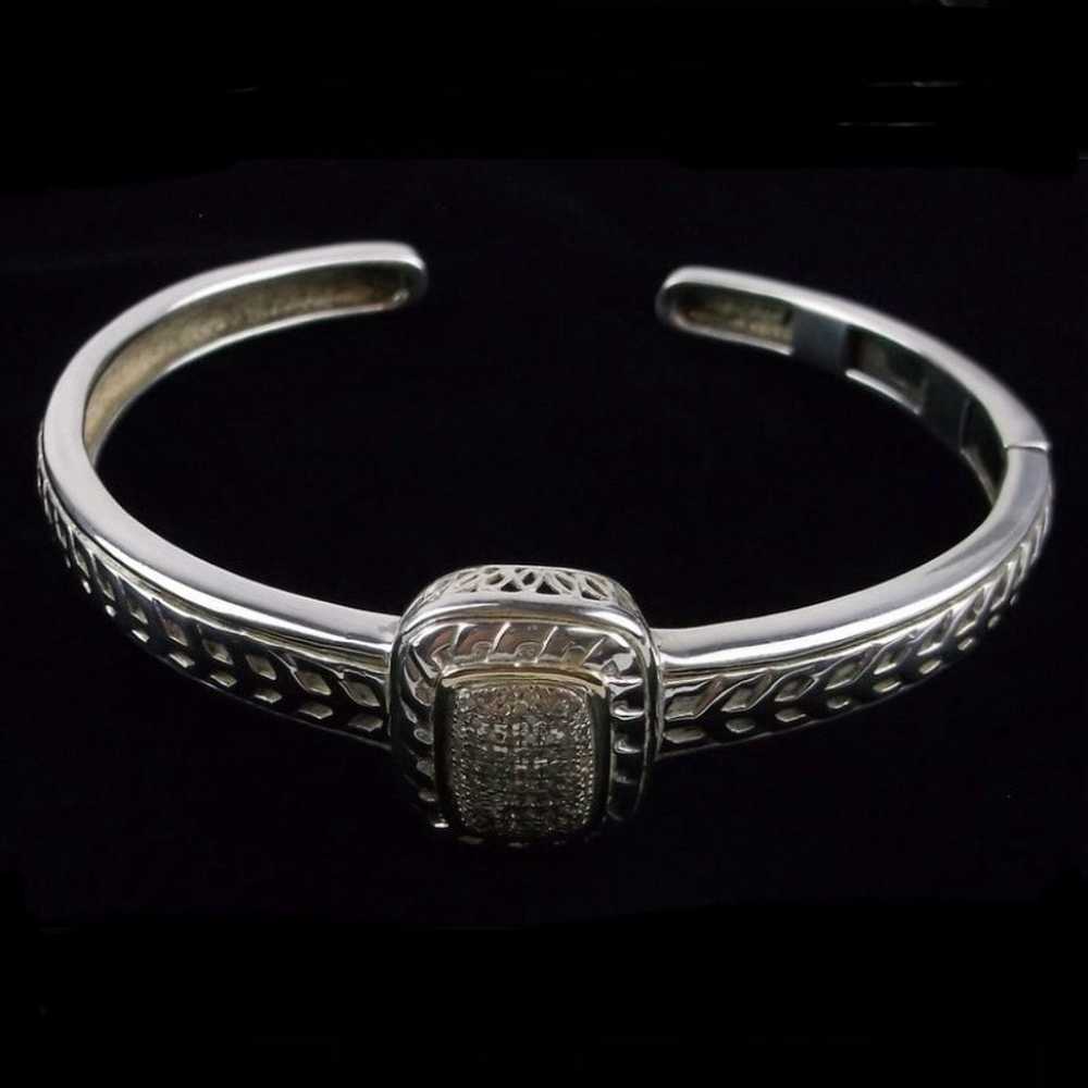 Vintage Designer Sterling Silver 14kt Gold Diamon… - image 2