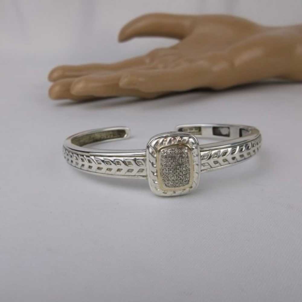 Vintage Designer Sterling Silver 14kt Gold Diamon… - image 3