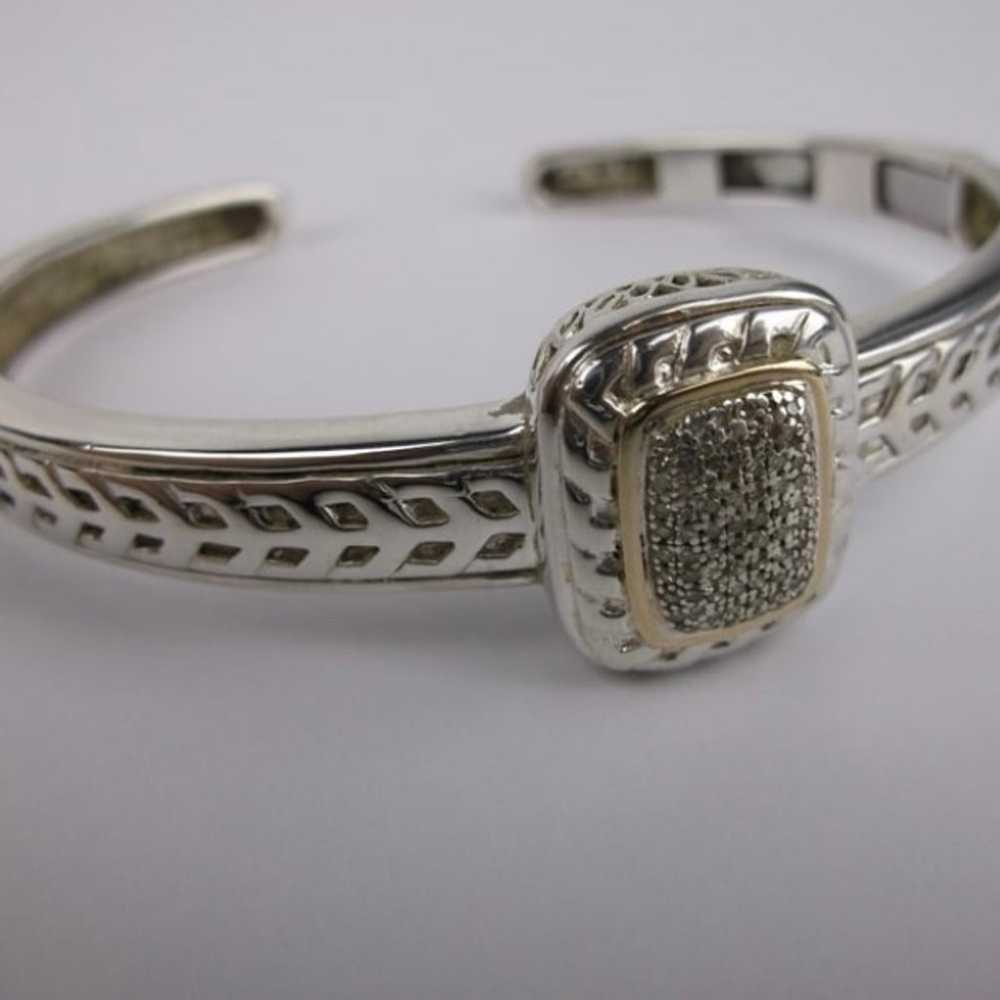 Vintage Designer Sterling Silver 14kt Gold Diamon… - image 5