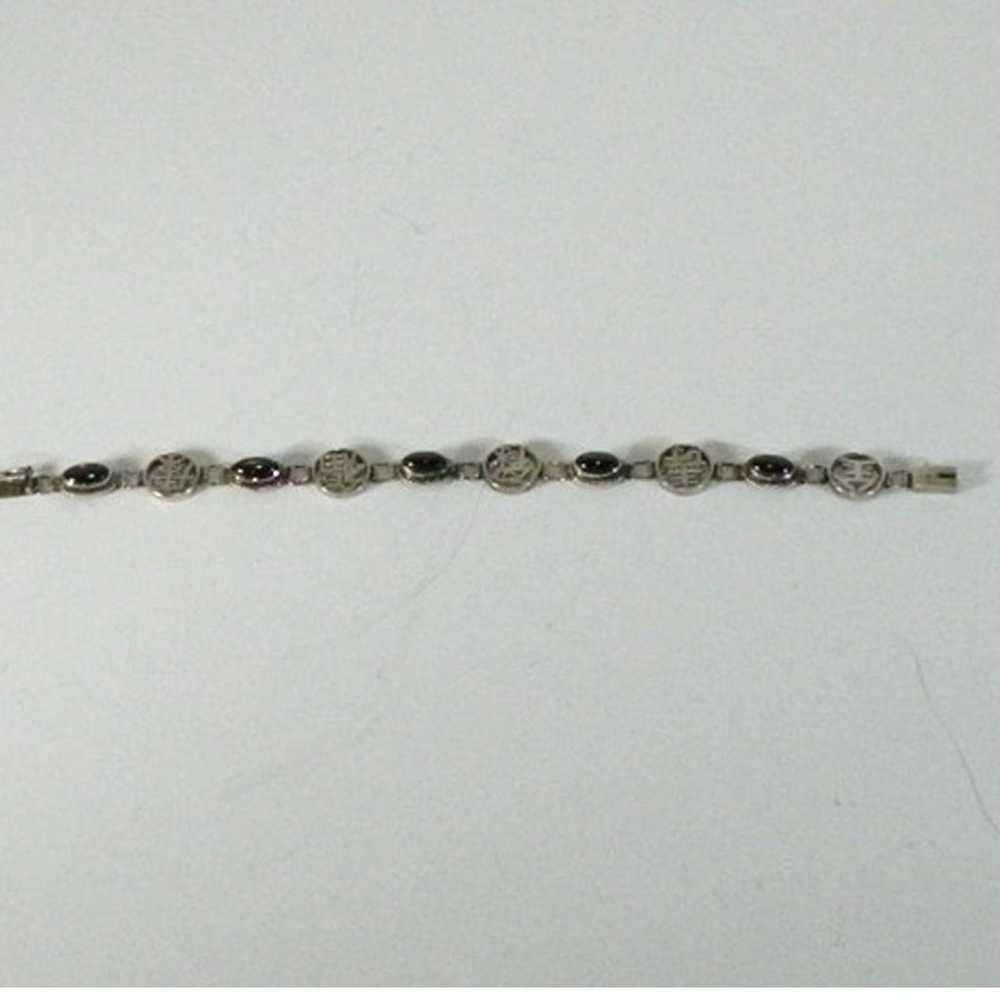 Asian Themed Link Sterling Silver Bracelet with s… - image 4