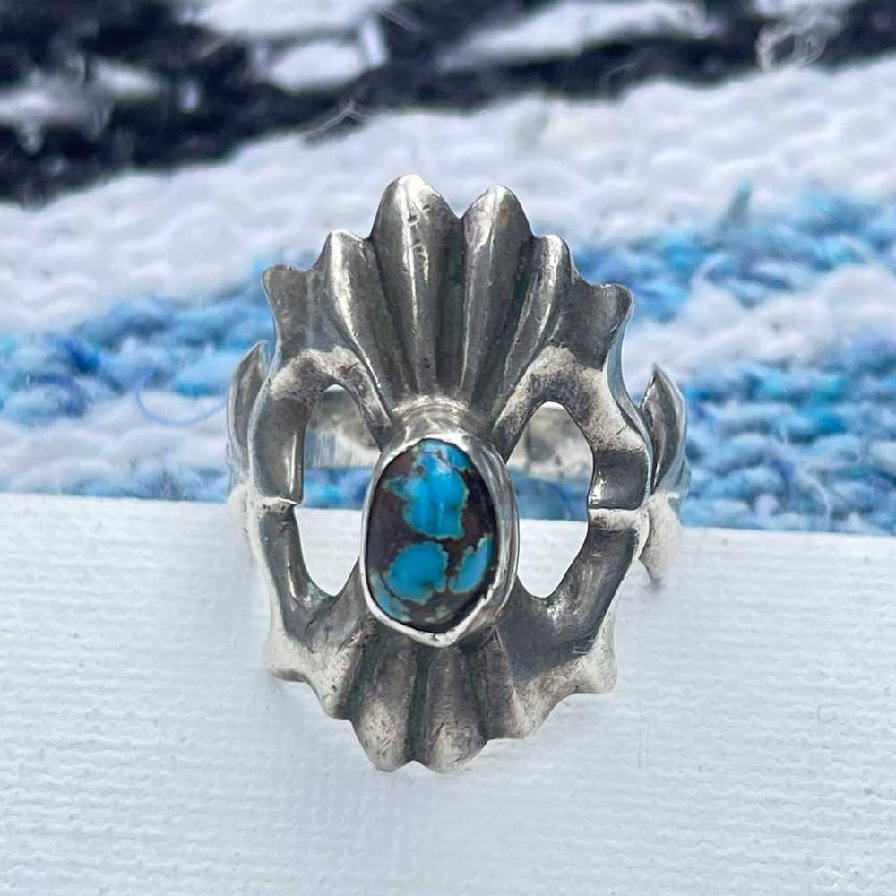 Vintage Turquoise Sterling Silver Native American… - image 3