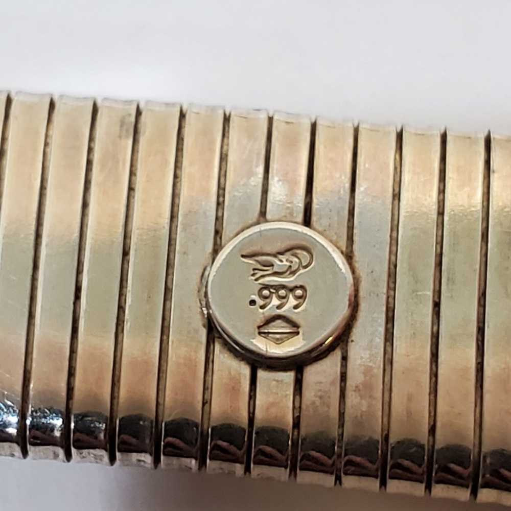 Rare Fine Silver 999 Flex Band Bracelet 7.75" - image 5