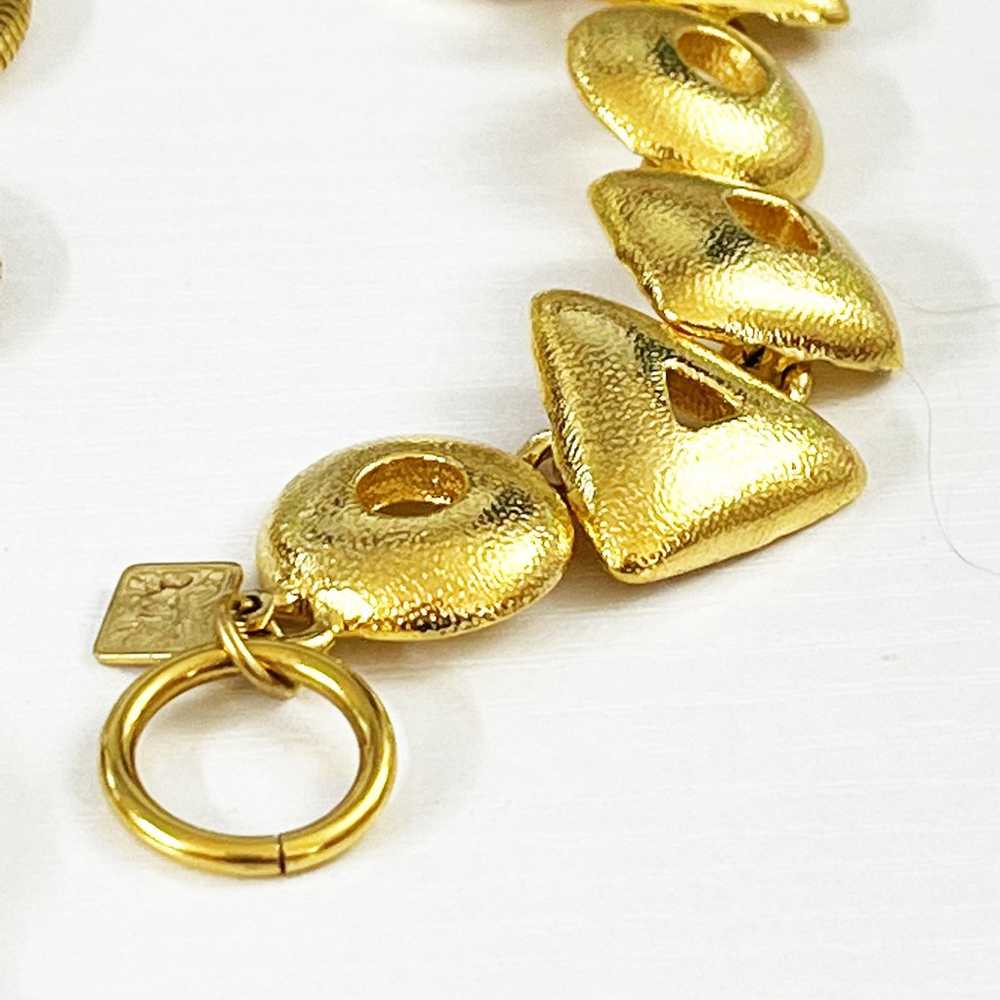 Vintage Anne Klein Geometric Brushed Gold Necklac… - image 9