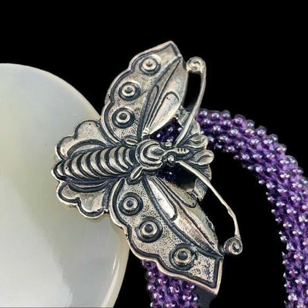 VTG AKR Silver Quartz Butterfly Pendant - image 2