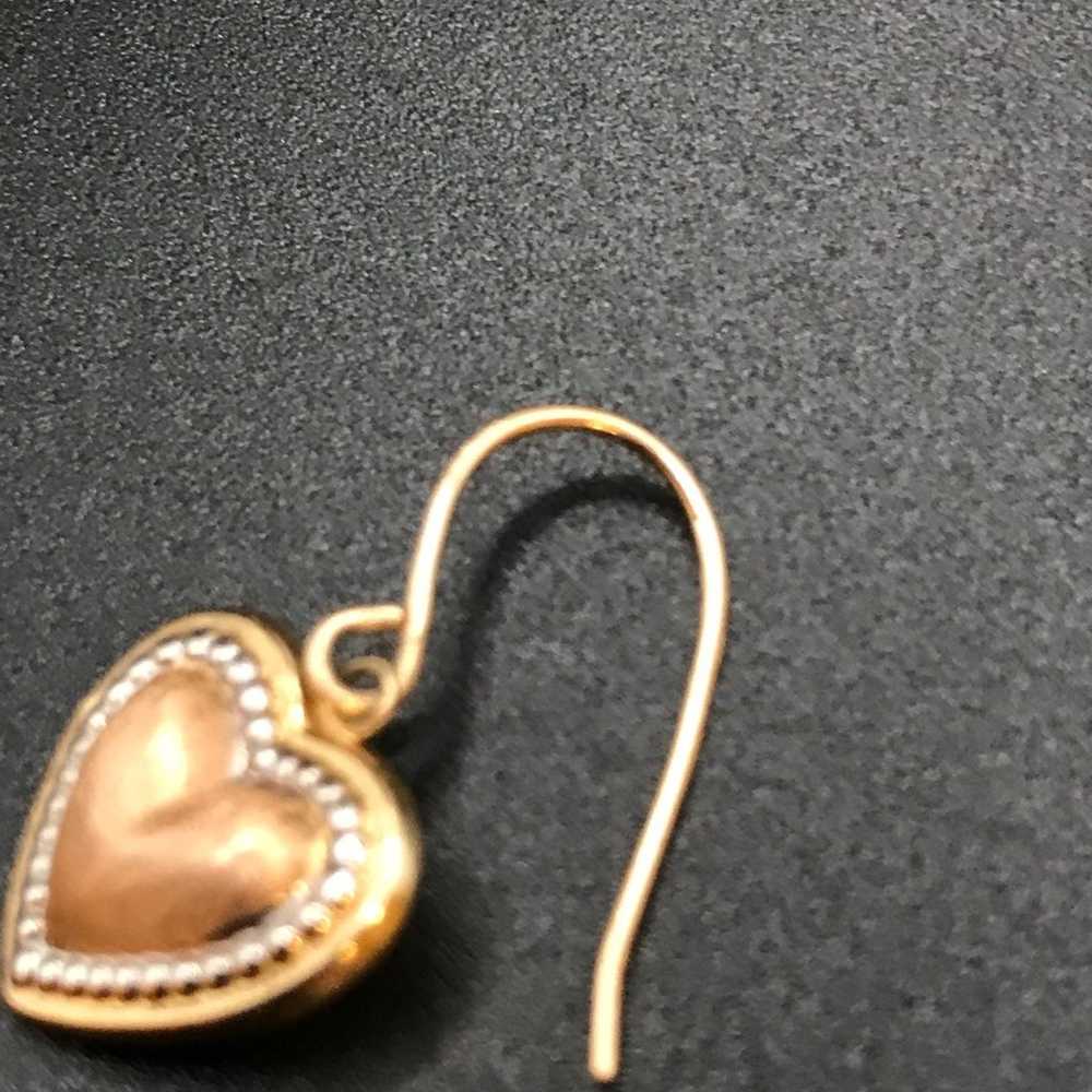 VINTAGE 14K YELLOW & ROSE GOLD PEARL HEART EARRIN… - image 7