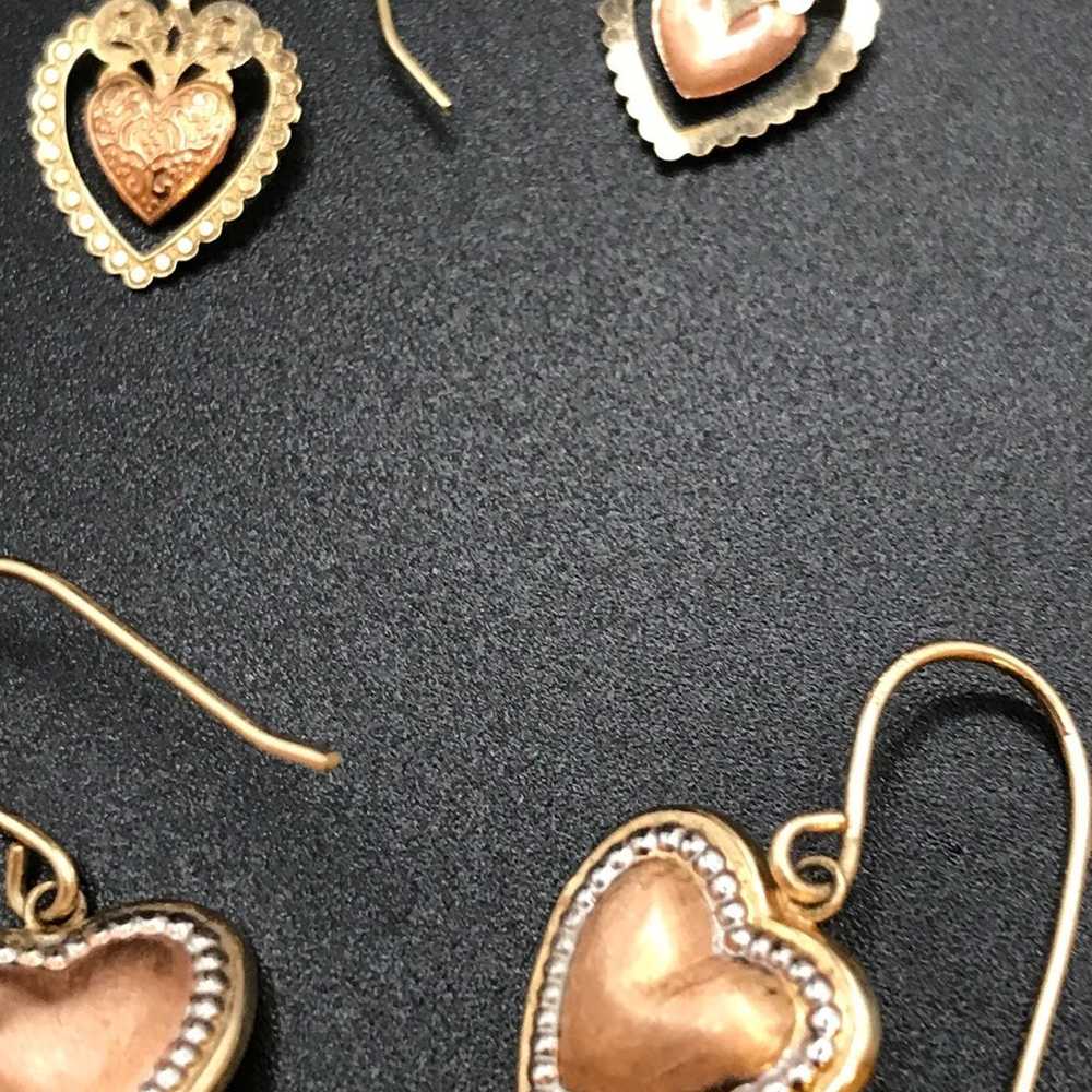 VINTAGE 14K YELLOW & ROSE GOLD PEARL HEART EARRIN… - image 8