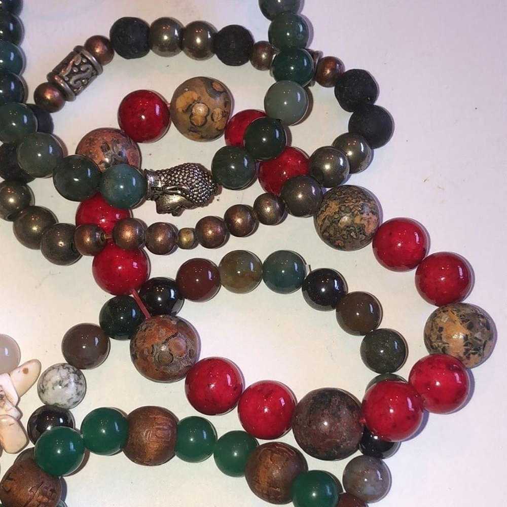 Lot of 12 Semi Precious Stones Beaded Boho Wooden… - image 3