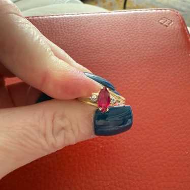 10kt Gold Diamond And Ruby Ring. Beautiful. Size 6 - image 1