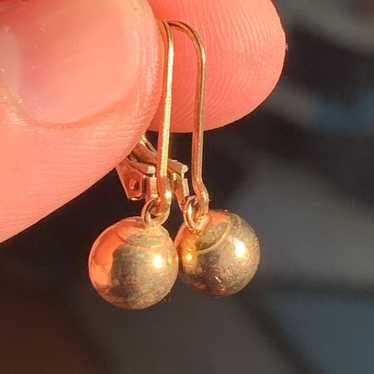 14k gold dangle ball earrings