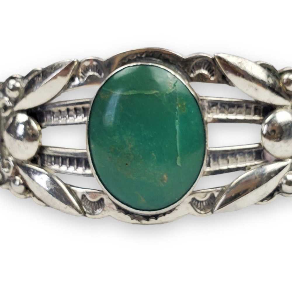 Bell Trading Post Bracelet Sterling Silver Green … - image 2