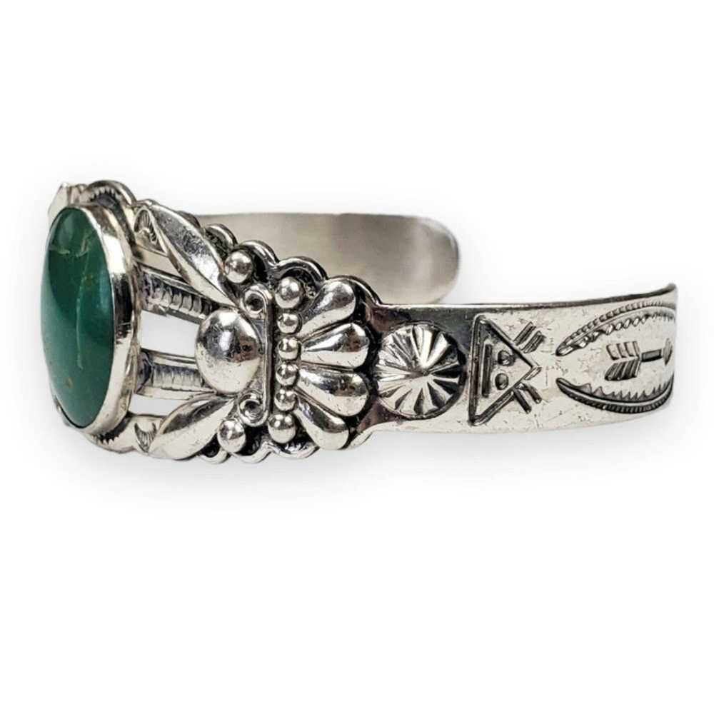 Bell Trading Post Bracelet Sterling Silver Green … - image 5